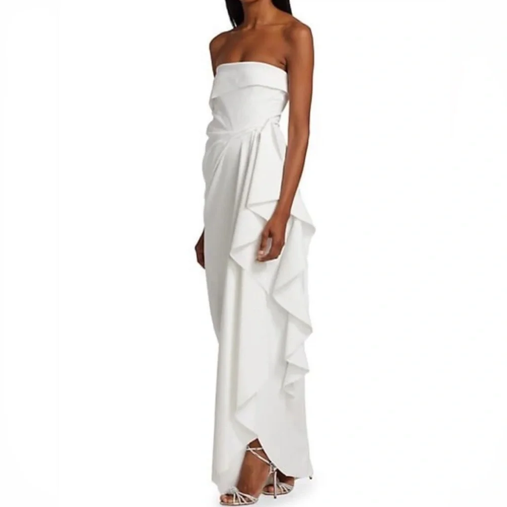 NWT Chiara Boni La Petite Robe Nyaveth White Strapless Long Column Dress Size 10 - Picture 3 of 10